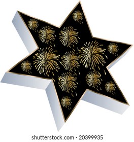 3d star with firework on it