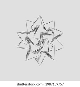 3d star geometric abstract figure drawn by hand with pencil for drawings and notes