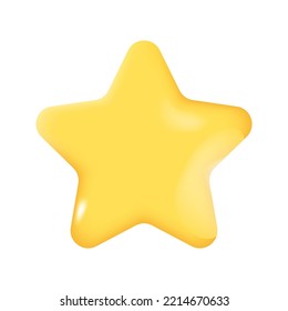 Icono Estrella 3D. Estrella brillante aislada en fondo blanco. Calificación, Encuesta, Concepto de Revisión. Ilustración vectorial