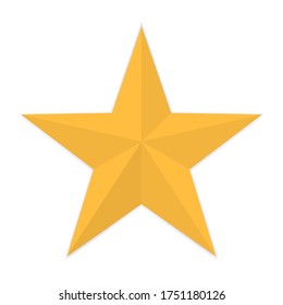 3d star icon on white background.   Yellow star with shadow. Vector illustration.10 eps