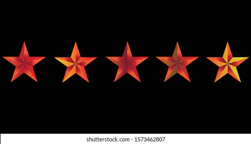 3d star illustration, Five golden rating star on black background. Vector stock illustration