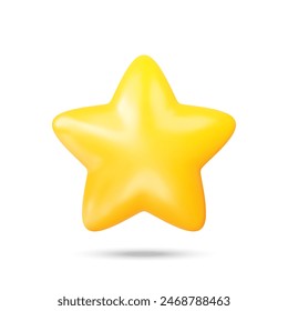 3D star illustration. Realistic star rating. Five stars illustration.