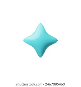 3D star. Isolated vector illustration of a four-pointed volumetric star in blue with a 3D effect and rounded ends. Great for icons or holiday decorations.