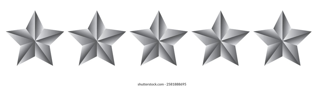 3d star, review icon, symbol. Feedback icon, vector collection. Five stars rating, positive review. Realistic stars and customer positive review icon. Vector illustration.  