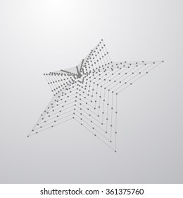 3D star shape of particles. Futuristic vector illustration. HUD element. Technology concept