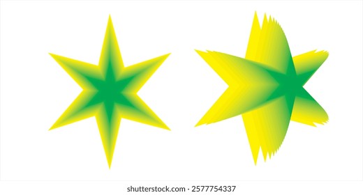 3D STAR IN TWO COLOR YELLOW AND GREEN TO DECORATE YOUR IMAGINATION