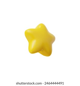 Estrella 3D. Ilustración vectorial en estilo de dibujos animados de una estrella 3D de cinco puntas con puntas redondeadas para calificaciones y decoración. Icono de logro moderno en un fondo aislado.