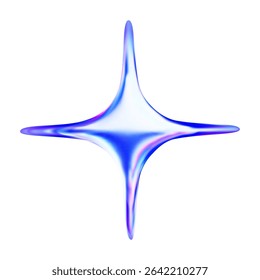 Ilustração vetorial de estrela 3d. Forma geométrica iridescente brilhante	