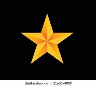 logotipo vectorial de 3 estrellas, color dorado con fondo negro