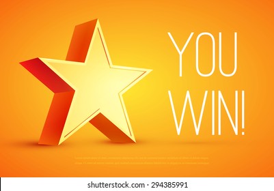 3D star. Win design. Vector illustration.