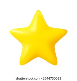 3d Star yellow golden Icon isolated on white background. Design elements. 3d rendering. Vector illustration