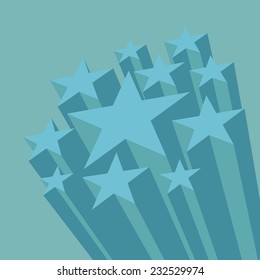 3D estrellas diseño plano azul con espacio de copia. 