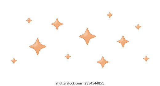 3d stars render. Vector illustration. Party pattern, Christmas decor, space elements in chaotic composition.