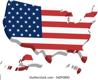 3D States. A three dimensional map of United States of America made in illustrator.