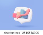 3d statistic graph icon for investment diagram report. creative solution concept on pastel background. Goal for business, bank, finance. 3d analysis investment graph vector icon render illustration