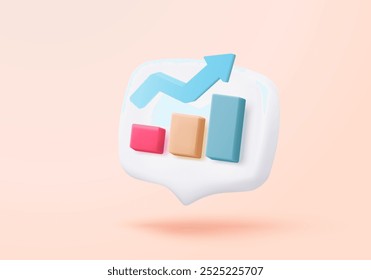 3d statistic graph icon for investment diagram report. creative solution concept on pastel background. Goal for business, bank, finance. 3d analysis investment graph vector icon render illustration