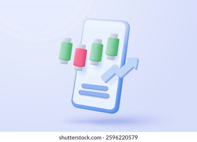 3d statistic graph icon for investment diagram report. creative solution concept on pastel background. Goal for business, bank, finance. 3d analysis investment graph vector icon render illustration