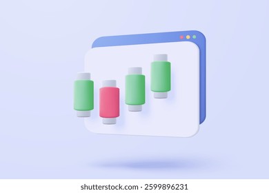 3d statistic graph icon for investment diagram report. creative solution concept on pastel background. Goal for business, bank, finance. 3d analysis investment graph vector icon render illustration