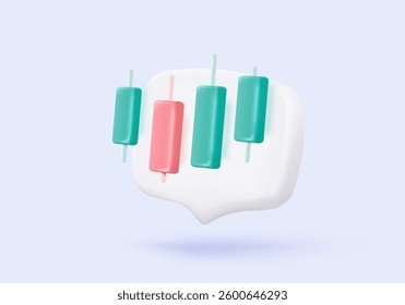 3d statistic graph icon for investment diagram report. creative solution concept on pastel background. Goal for business, bank, finance. 3d analysis investment graph vector icon render illustration