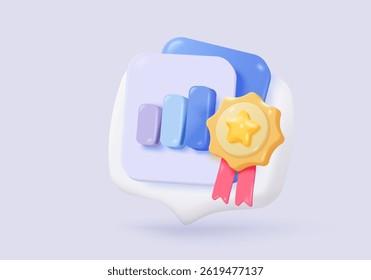3d statistic graph icon for investment diagram report. creative solution concept on pastel background. Goal for business, bank, finance. 3d analysis investment graph vector icon render illustration