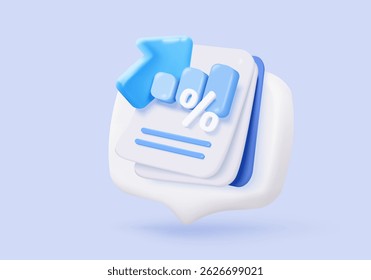 3d statistic graph icon for investment diagram report. creative solution concept on pastel background. Goal for business, bank, finance. 3d analysis investment graph vector icon render illustration