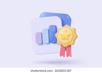 ícone gráfico de estatística 3d para relatório de diagrama de investimento. conceito de solução criativa no plano de fundo pastel. Meta para negócios, banco, finanças. ilustração de renderização de ícone de vetor de gráfico de investimento de análise 3d
