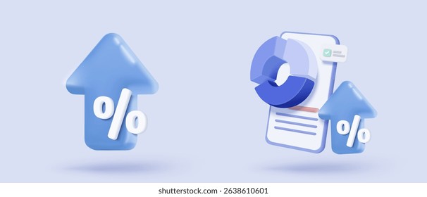 3d statistic graph icon for investment diagram report. creative solution concept on pastel background. Goal for business, bank, finance. 3d analysis investment graph vector icon render illustration
