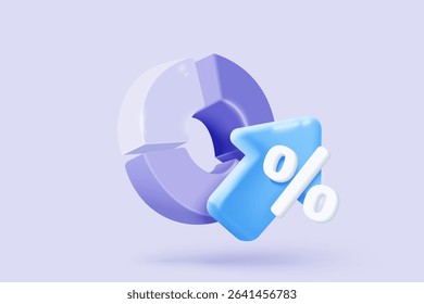 3d statistic graph icon for investment diagram report. creative solution concept on pastel background. Goal for business, bank, finance. 3d analysis investment graph vector icon render illustration