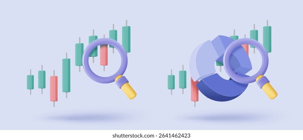 3d statistic graph icon for investment diagram report. creative solution concept on pastel background. Goal for business, bank, finance. 3d analysis investment graph vector icon render illustration