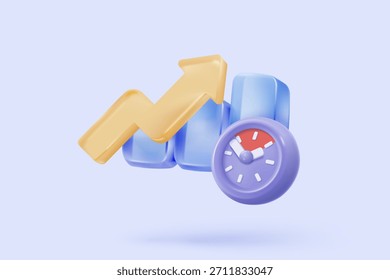 3D-Statistikgraphiesymbol für Investitionsdiagrammbericht. kreatives Lösungskonzept auf pastellfarbenem Hintergrund. Ziel für Unternehmen, Banken, Finanzen. 3D-Analyse, Investitionsgraph, Vektorsymbol, Rendergrafik