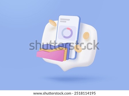 3d statistic graph icon for investment diagram report. creative solution concept on pastel background. Goal for business, bank, finance. 3d analysis investment graph vector icon render illustration