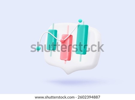 3d statistic graph icon for investment diagram report. creative solution concept on pastel background. Goal for business, bank, finance. 3d analysis investment graph vector icon render illustration