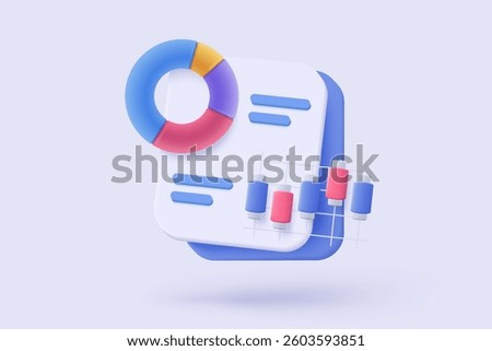 3d statistic graph icon for investment diagram report. creative solution concept on pastel background. Goal for business, bank, finance. 3d analysis investment graph vector icon render illustration
