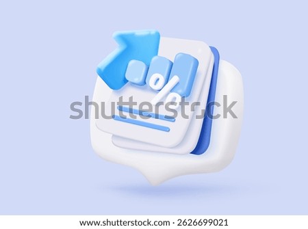 3d statistic graph icon for investment diagram report. creative solution concept on pastel background. Goal for business, bank, finance. 3d analysis investment graph vector icon render illustration