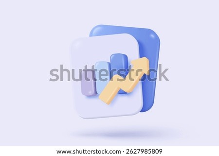 3d statistic graph icon for investment diagram report. creative solution concept on pastel background. Goal for business, bank, finance. 3d analysis investment graph vector icon render illustration
