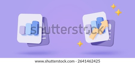 3d statistic graph icon for investment diagram report. creative solution concept on pastel background. Goal for business, bank, finance. 3d analysis investment graph vector icon render illustration
