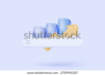 3d statistic graph icon for investment diagram report. creative solution concept on pastel background. Goal for business, bank, finance. 3d analysis investment graph vector icon render illustration