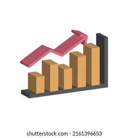 3d statistics graph in minimal cartoon style