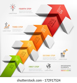 3d step up arrow staircase diagram business. Vector illustration. can be used for workflow layout, banner, number options, step up options, web design, infographics.