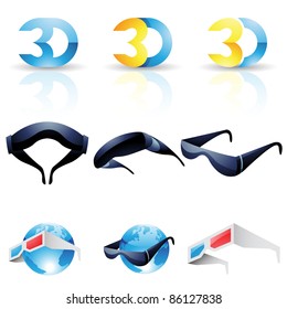 3D stereoscopic glasses isolated on a white background