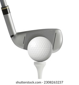 3d Stick Golf and Ball on White Tee Golfing Sport Concept Cartoon Style Can Be Used for Tournament Announcement. Vector illustration