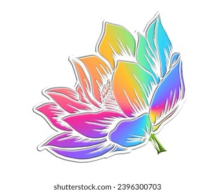 3D sticker beautiful colourful lotus flowers with wonderful petal