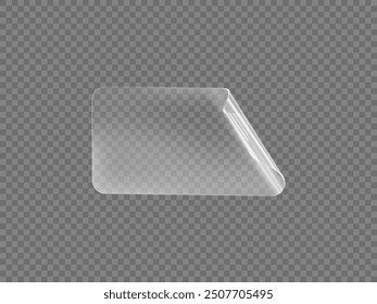 3d sticker for entries in the shape of a rectangle with folds and rounded corners on a transparent background. Ideal for modern design with stationery elements.