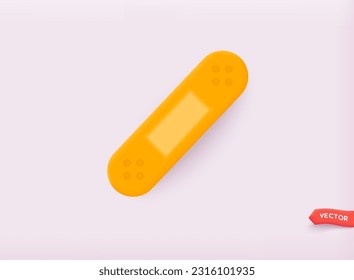 3D sticking plaster icon on a white background. Medicine plaster strips for first aid, pain, pharmacy, accident, surgery. 