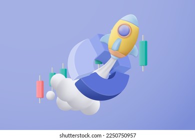 3D stock trading graph icon in money market. Sell and buy money cash and exchange with finance business 3d concept, exchange investment. 3d bank trading vector icon for investment render illustration