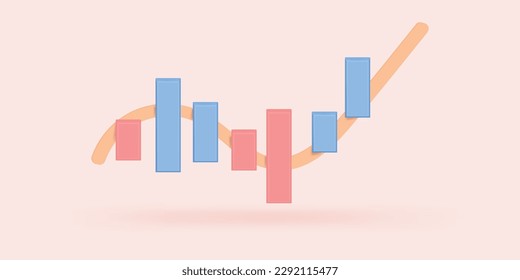 3D stock trading graph in market on background. Sell and buy money and exchange with invest business 3d concept, earning investment. 3d trading stock vector icon for investment render illustration