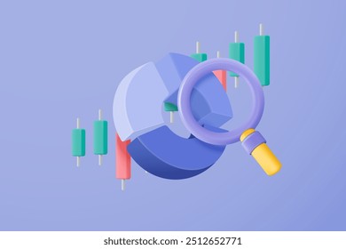 3D stock trading graph in market on background. Sell and buy money cash and exchange with finance business concept, earning investment. 3d bank trading vector icon for investment render illustration