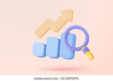 Gráfico de negociação de ações 3D no mercado em segundo plano. Vender e comprar dinheiro em dinheiro e troca com o conceito de negócio financeiro, ganhando investimento. ícone de vetor de negociação de banco 3d para ilustração de renderização de investimento