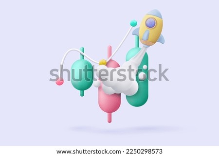 3D stock trading graph in market on background. Sell and buy money cash and exchange with finance business concept, earning investment. 3d bank trading vector icon for investment render illustration