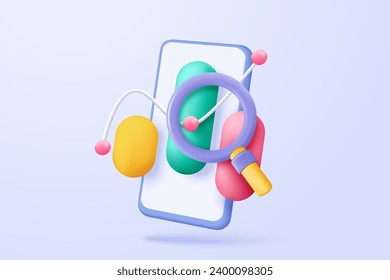 3D stock trading graph with mobile phone. 3d sell and buy money cash and exchange with finance business growth, earning investment. 3d bank trading vector icon for business success render illustration